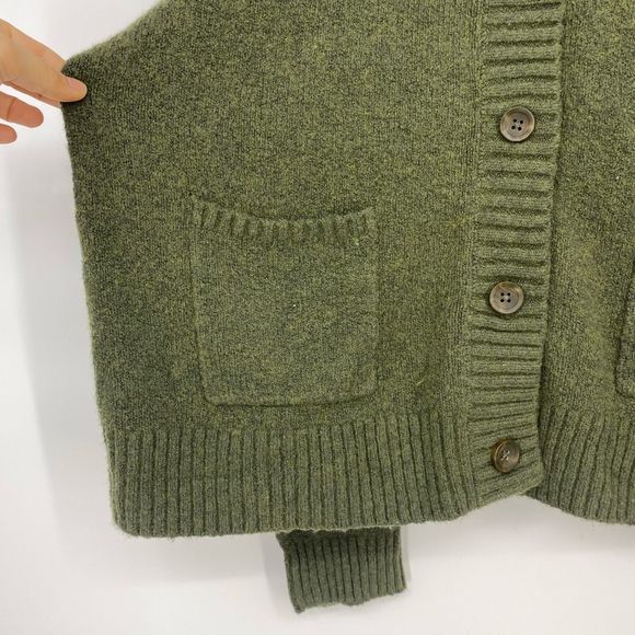 Madewell Colburne Cardigan Sweater Moth Olive Green #MA563 Size M Wool Blend - Picture 9 of 12